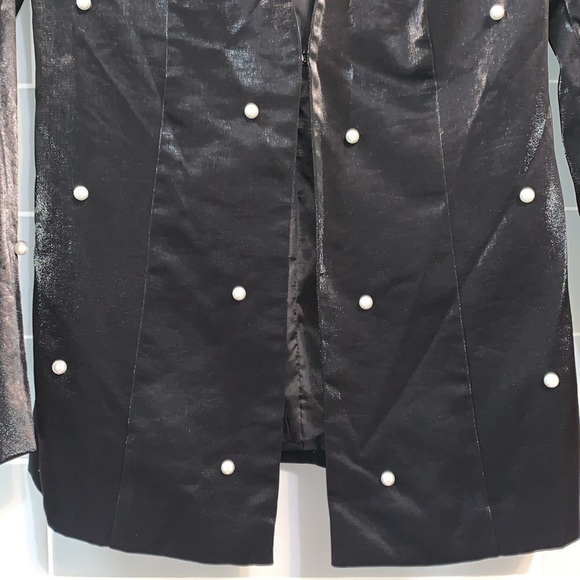 NWT SHEIN Frenchy Pearls Beaded Open Front Blazer - Picture 5 of 16
